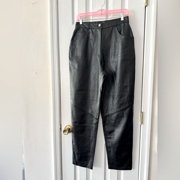 VTG Moda Spigiel Black Leather Pants Size 10 - Picture 4 of 9